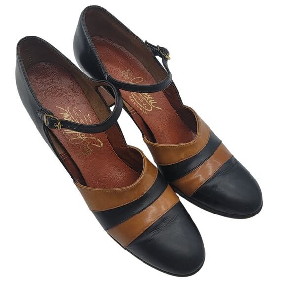 Johanson Shoes - 60s Vintage Blue and Tan Block Heels